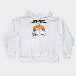 Wake Me When It's Over Halloween Cat Kids Hoodie